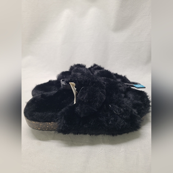 George slip on black faux fur slipper shoes- Size 8 Womens- New with tags - Picture 2 of 4